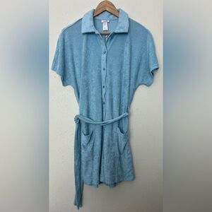 NWT Andie Swim The Palma Terry Button- Up Romper in  Cablu Size XS